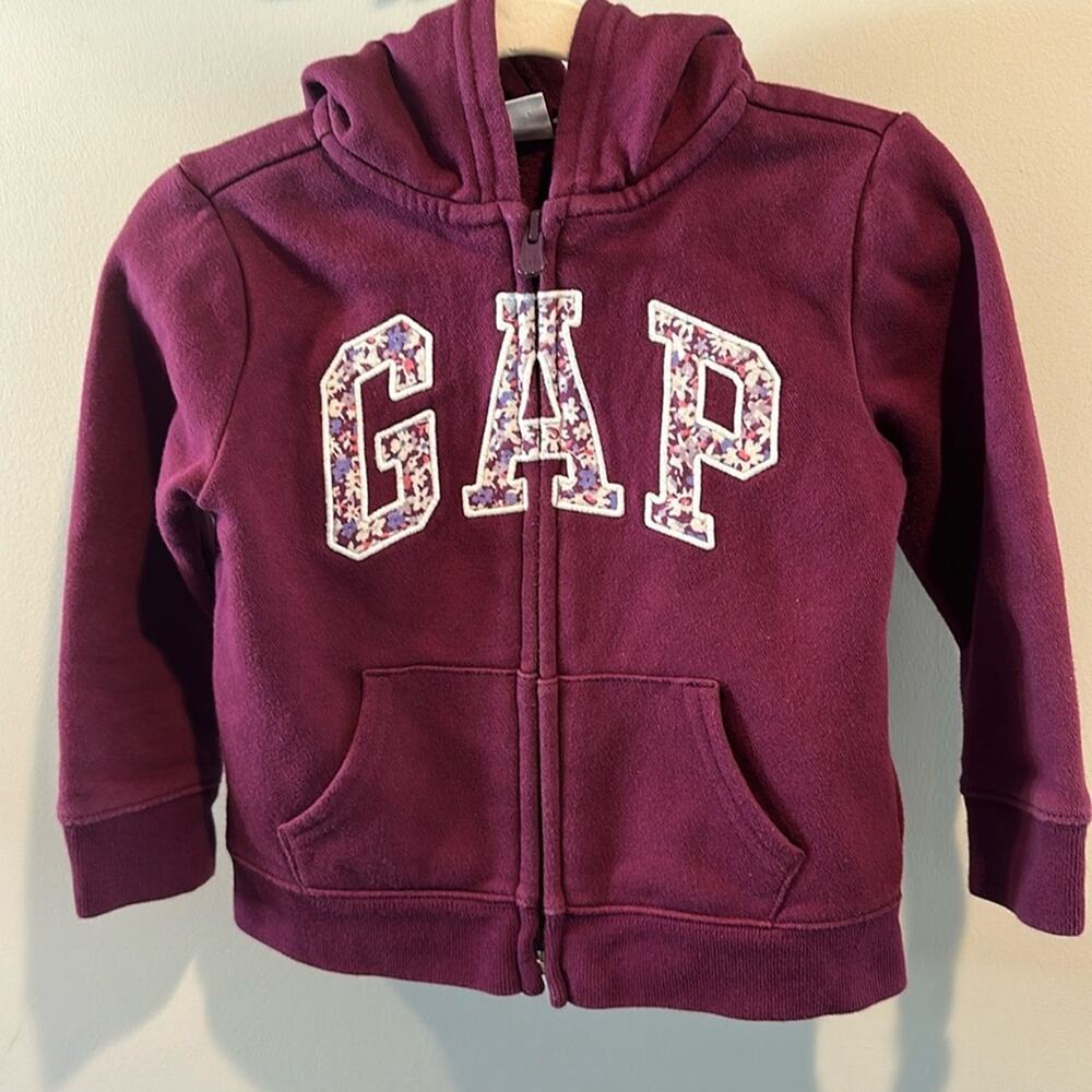babyGAP size 4 Plum‎ Floral GAP Logo Full Zip Hoodie